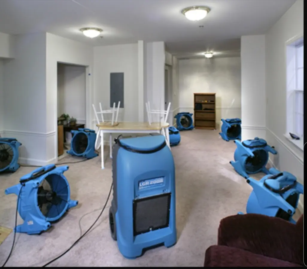 Air movers and dehumidifier setup for Water Extraction & Removal in Secaucus
